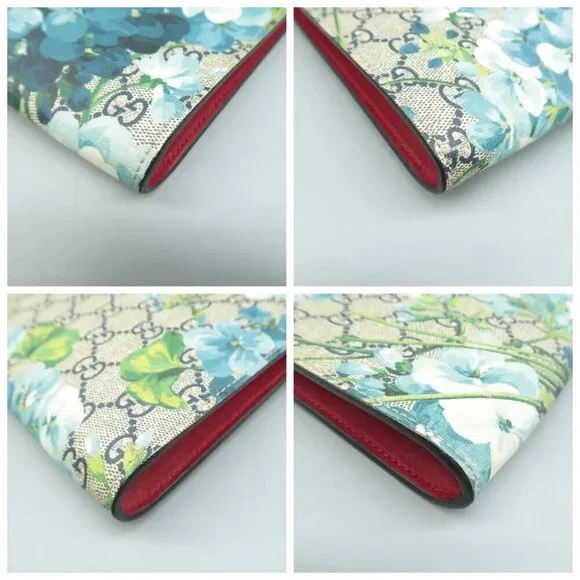 100% Authentic GUCCI Blooms Blue Canvas Clutch Bag 552-060724 - Picture 7 of 12